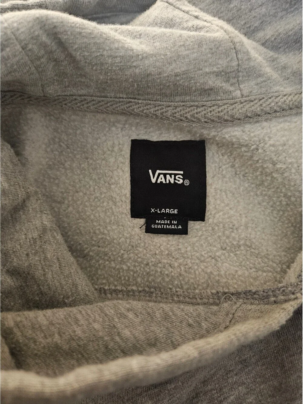 Kid's Vans Grey Pullover Hoodie with Camo Logo Print & Kangaroo Pocket, Size XL